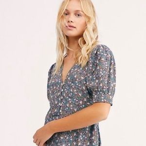 free people provence floral puff dress NWT size small